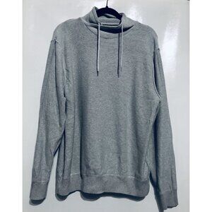 WRK Work Rest Karma Sweater Mens Large Shawl Collar Drawstring Pullover Gray